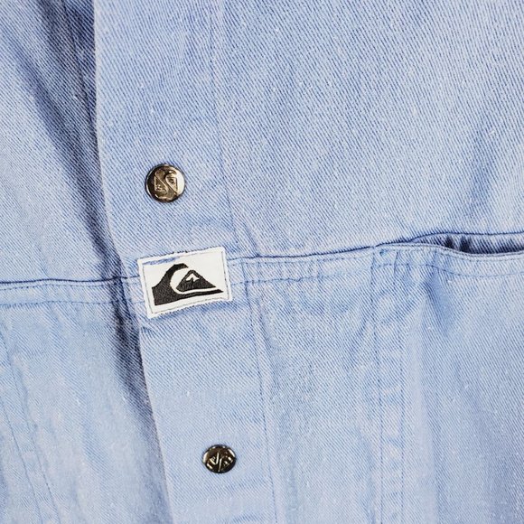 Vintage Quiksilver Snap Front Canvas Shirt XL Blue Surf Skate 80s 90s - Picture 2 of 5